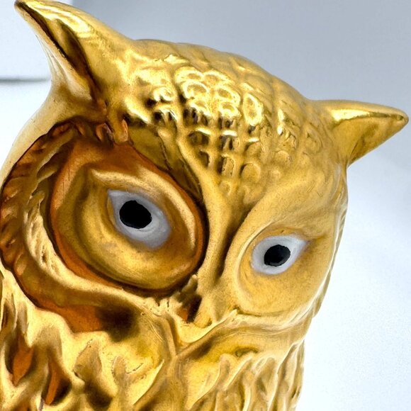 Gold Ceramic Owl Figurines With Textured Design Set Of 3 Vintage - Picture 2 of 12